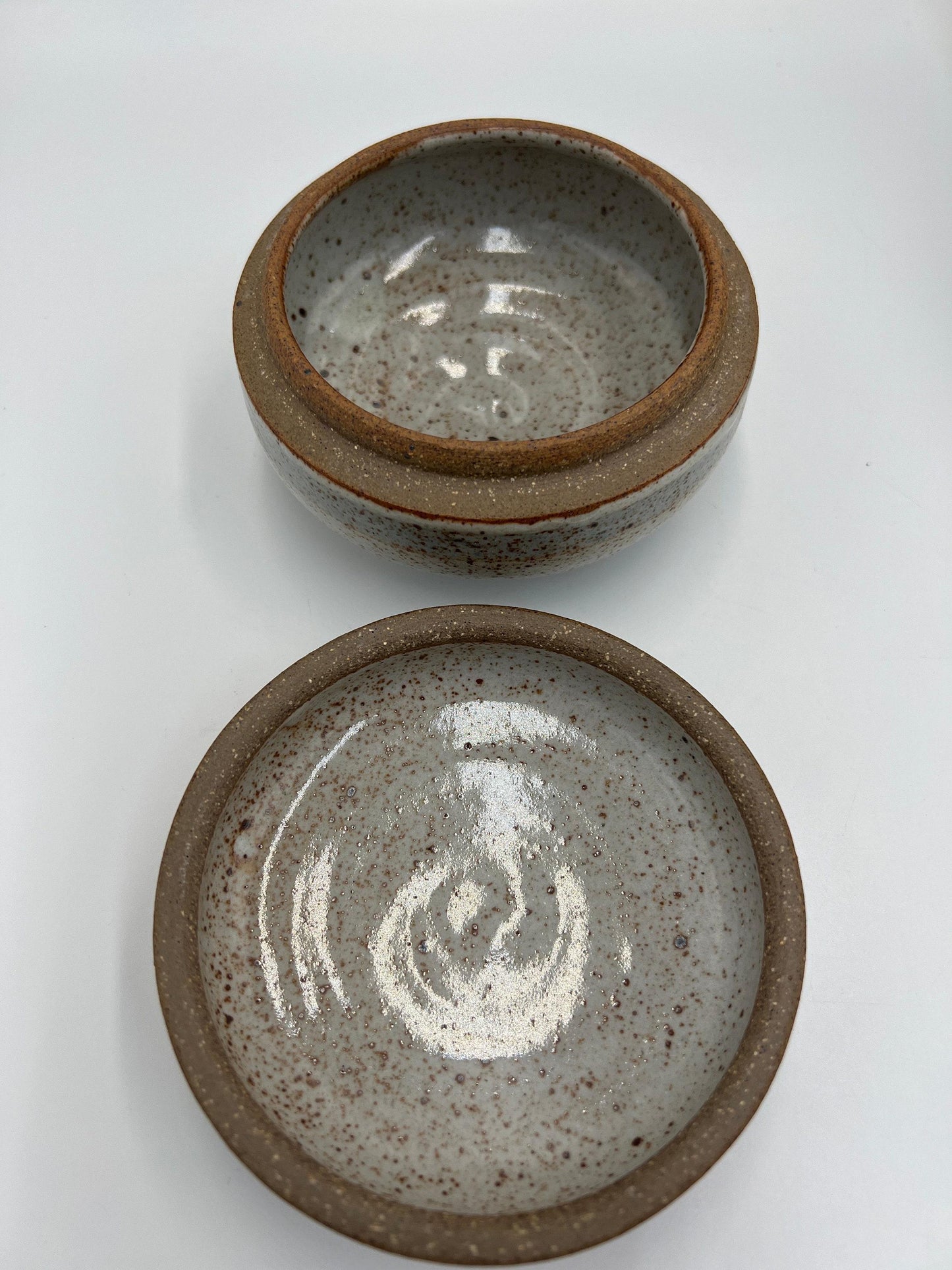 Trinket Dishes: Vintage Floral Pottery - Green White and Brown Blue