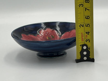 Vintage Moorcroft Blue Dish & Green Ashtray Hibiscus Flower