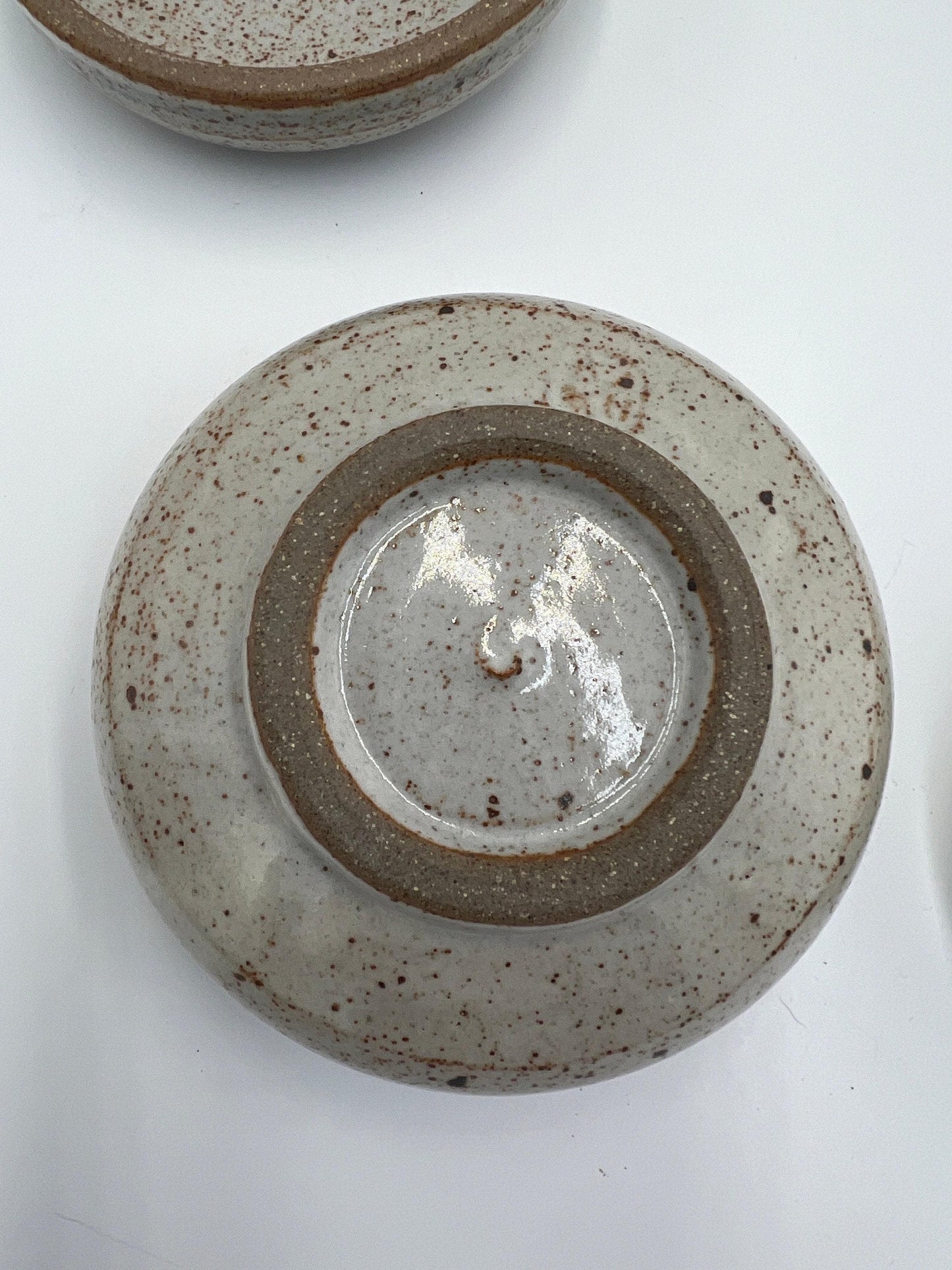 Trinket Dishes: Vintage Floral Pottery - Green White and Brown Blue