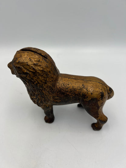 Vintage Cast Iron Lion Bank, AC Williams Original (Antique Coin Still)