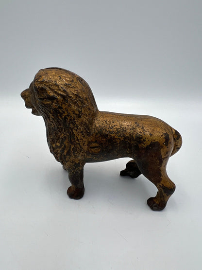 Vintage Cast Iron Lion Bank, AC Williams Original (Antique Coin Still)