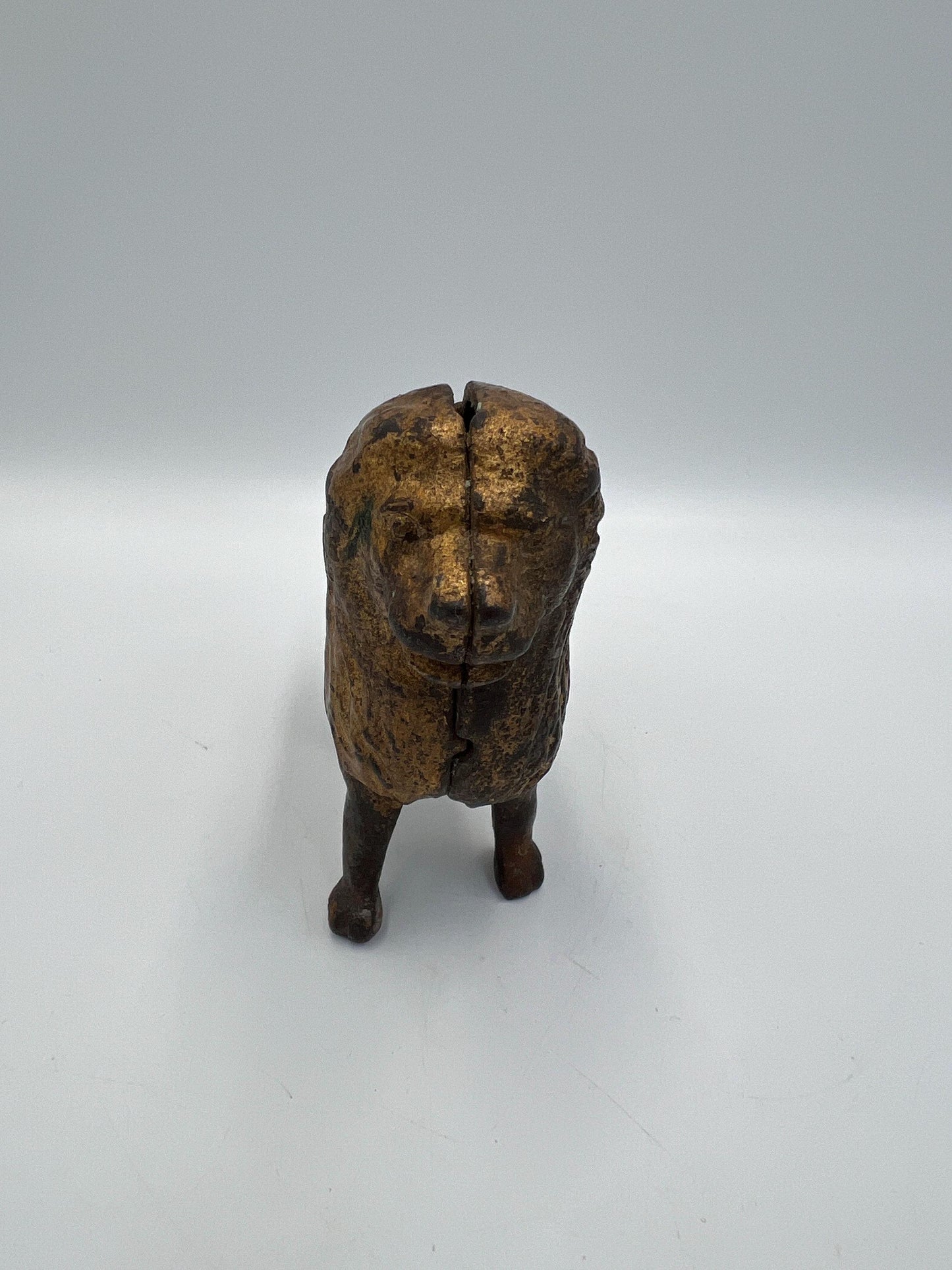 Vintage Cast Iron Lion Bank, AC Williams Original (Antique Coin Still)