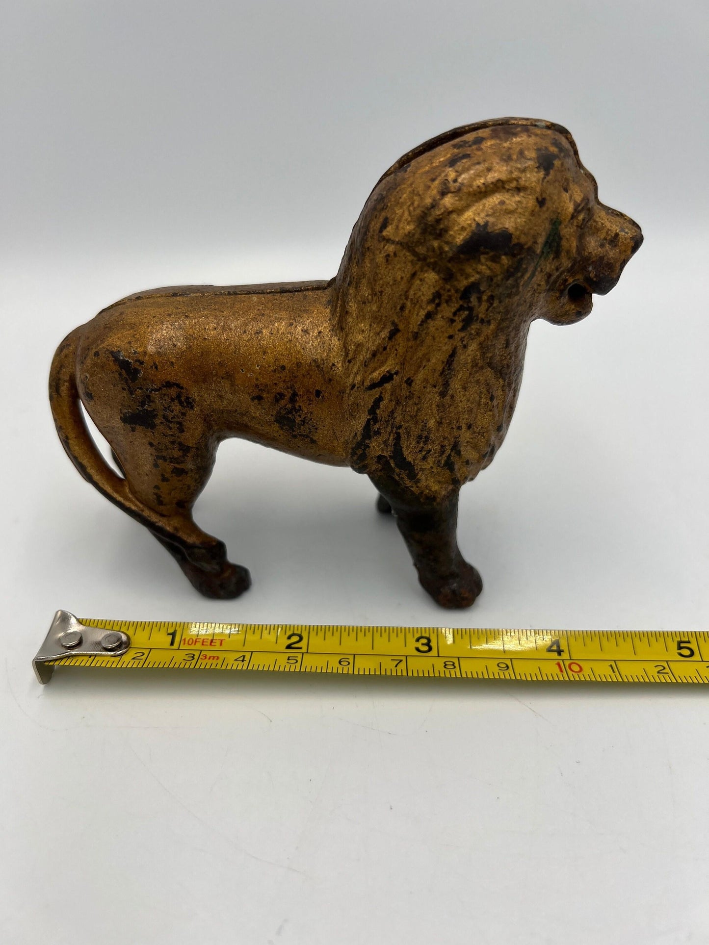 Vintage Cast Iron Lion Bank, AC Williams Original (Antique Coin Still)