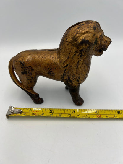 Vintage Cast Iron Lion Bank, AC Williams Original (Antique Coin Still)