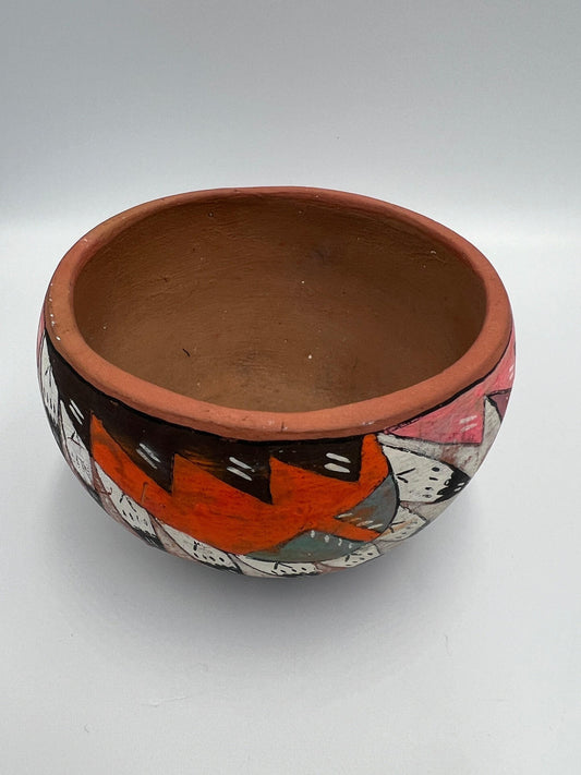 Vintage Hand-Painted Native American Pottery Seed Pot - Authentic Collectible Southwest Art Decor