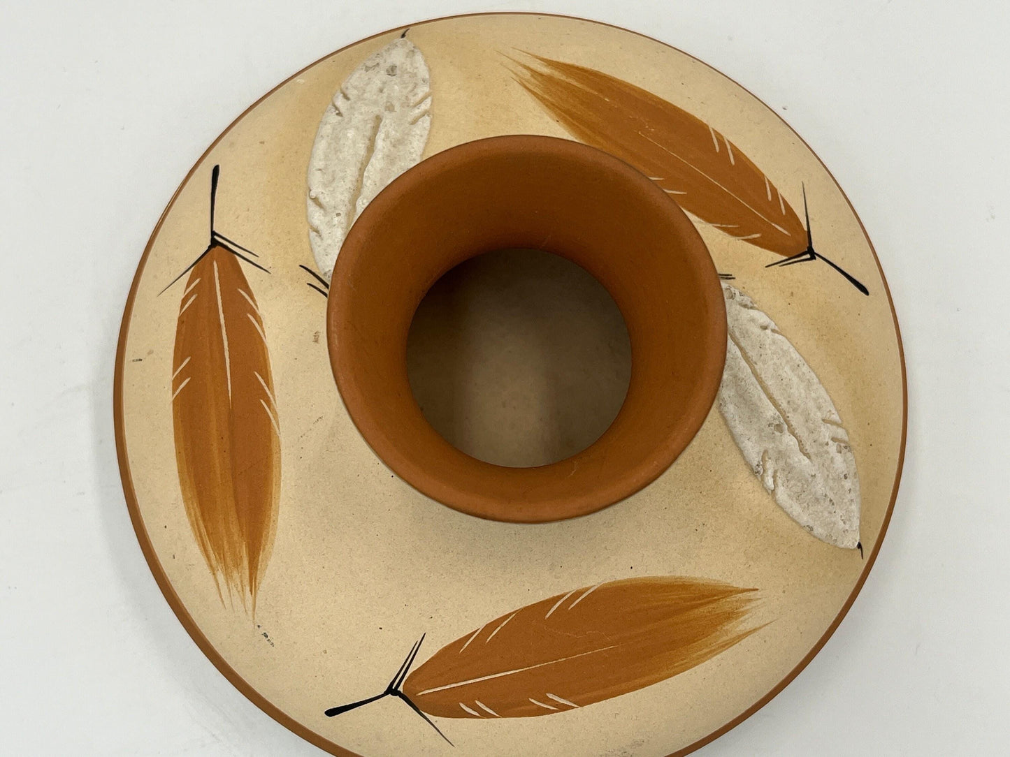 Desert Pueblo Pottery Vase, Native American Hand-Painted (Vintage Buckskin)