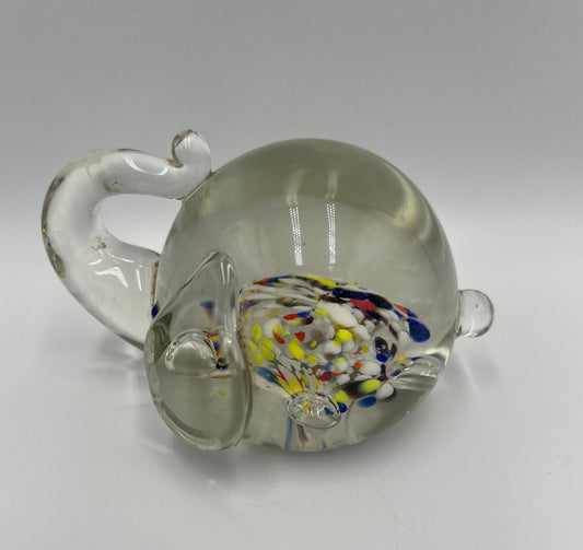 Elephant Paperweight: Murano Style Glass - Vintage Home Decor