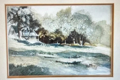 Winter Watercolor Art Print - Snow Scene Landscape by David Nichols
