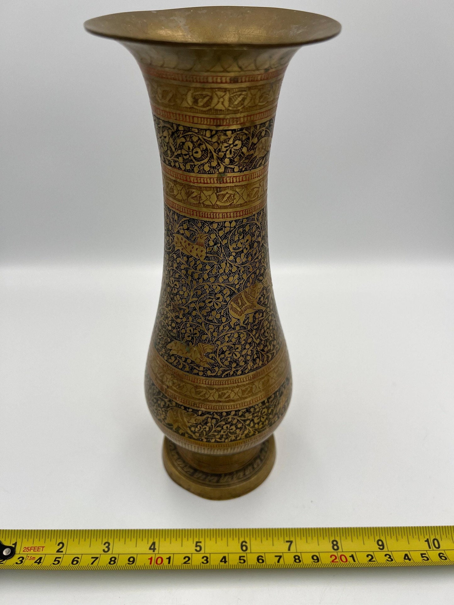 Vintage Brass Vase, Rustic Shape (10" Tall, Handmade)
