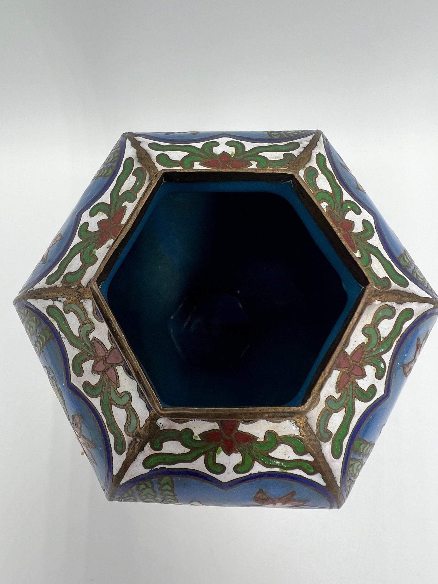 Asian Cloisonne Vase - Small Hand-Painted Metal Panel