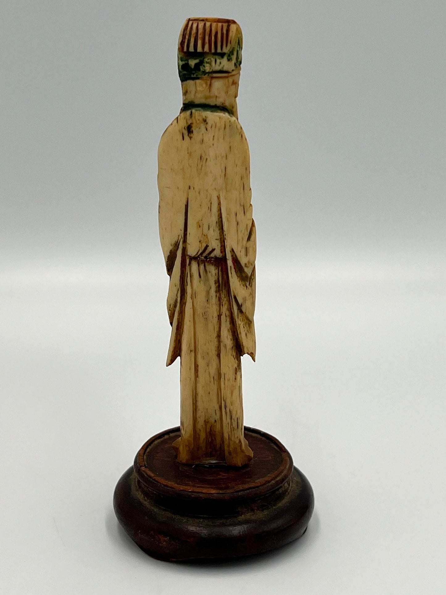 Carved Asian Boxwood Figure - Vintage Wooden Desk Ornament