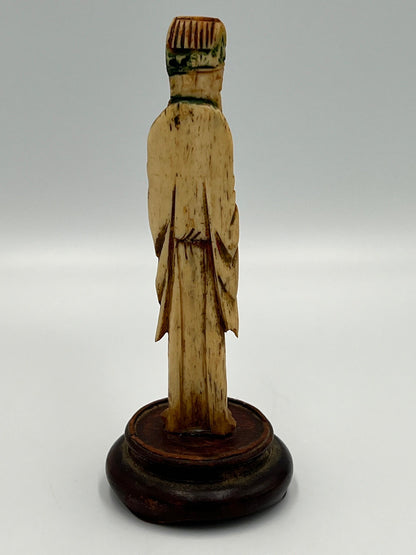 Carved Asian Boxwood Figure - Vintage Wooden Desk Ornament