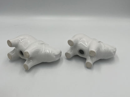 Salt and Pepper Shakers: Vintage Elephant Design - Ceramic White