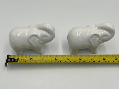Salt and Pepper Shakers: Vintage Elephant Design - Ceramic White