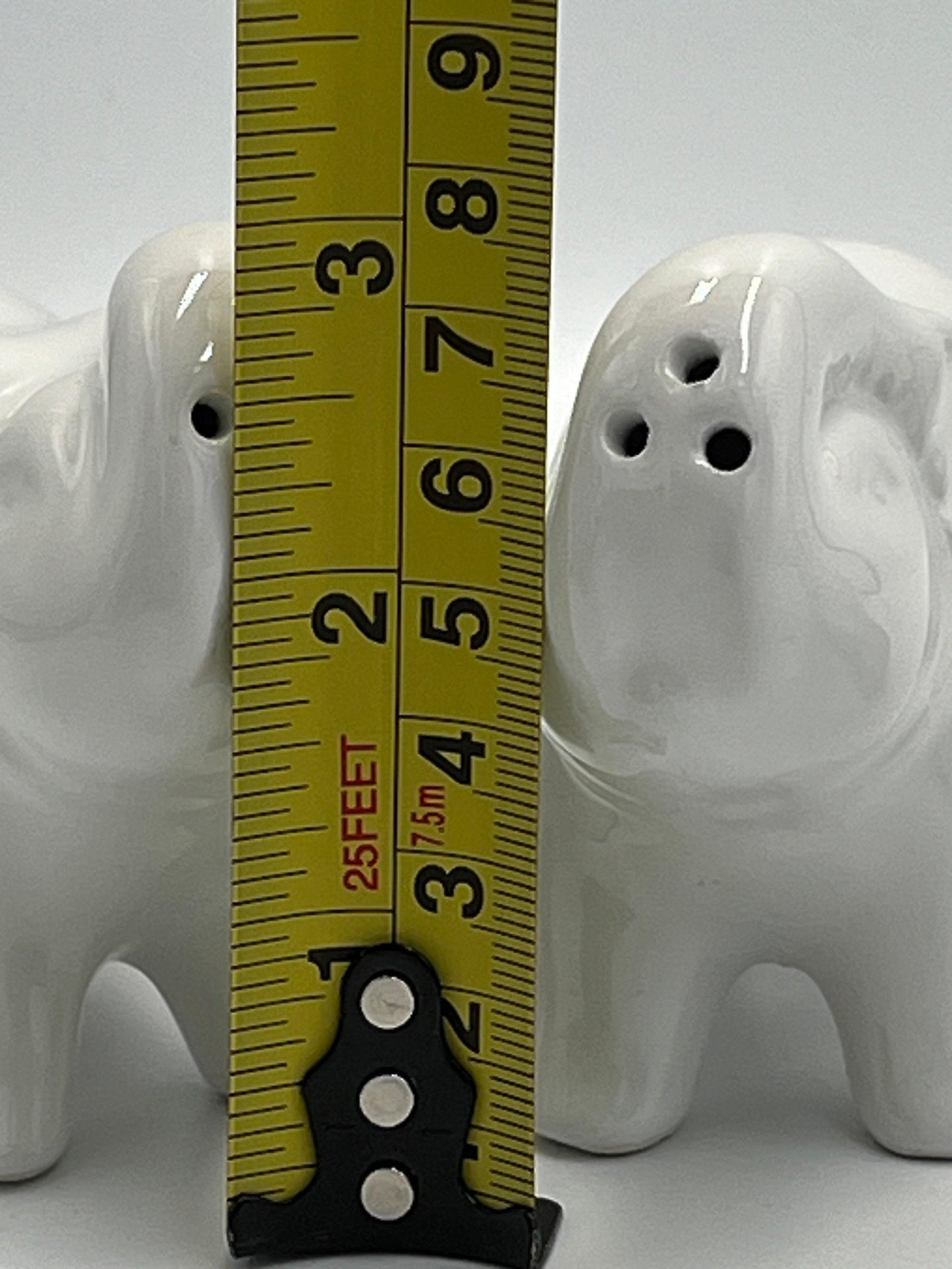 Salt and Pepper Shakers: Vintage Elephant Design - Ceramic White