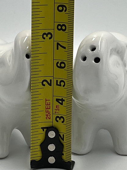 Salt and Pepper Shakers: Vintage Elephant Design - Ceramic White