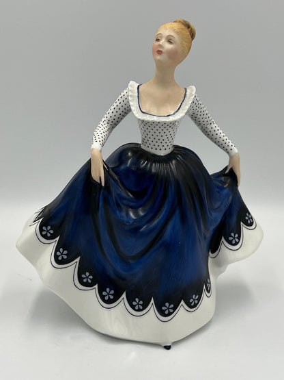 Vintage Royal Doulton Lisa Figurine: Blue Floral Skirt, Hand Painted