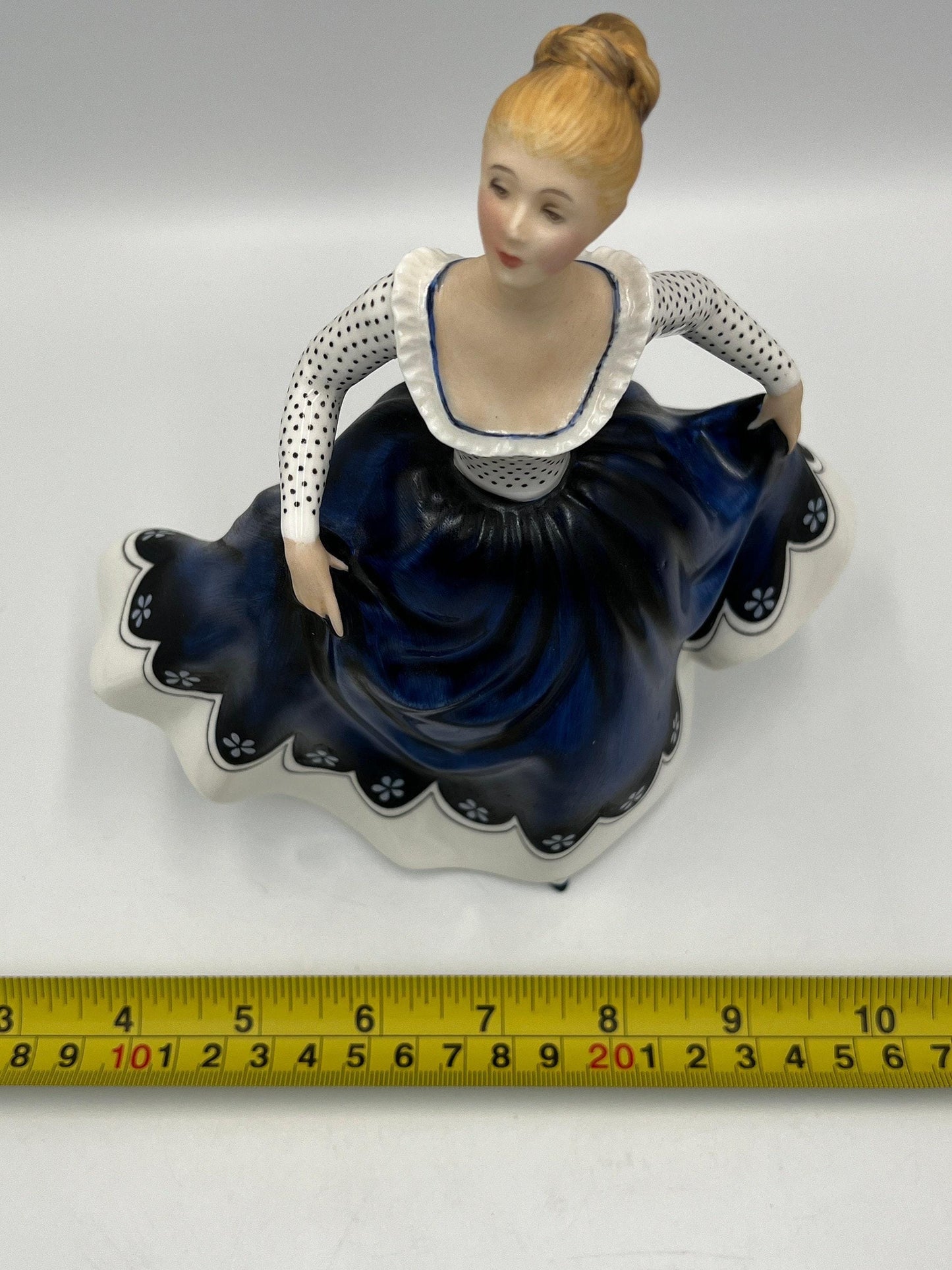 Vintage Royal Doulton Lisa Figurine: Blue Floral Skirt, Hand Painted