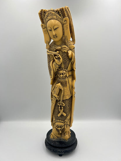 Guanyin Resin Statue: Japanese Style - Pierced Zitan Wood Base