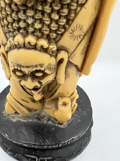 Guanyin Resin Statue: Japanese Style - Pierced Zitan Wood Base