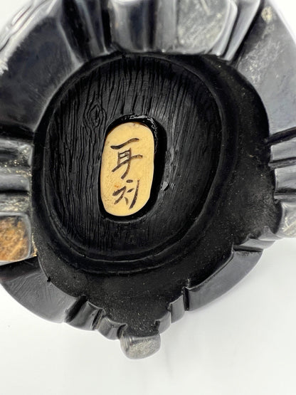 Guanyin Resin Statue: Japanese Style - Pierced Zitan Wood Base