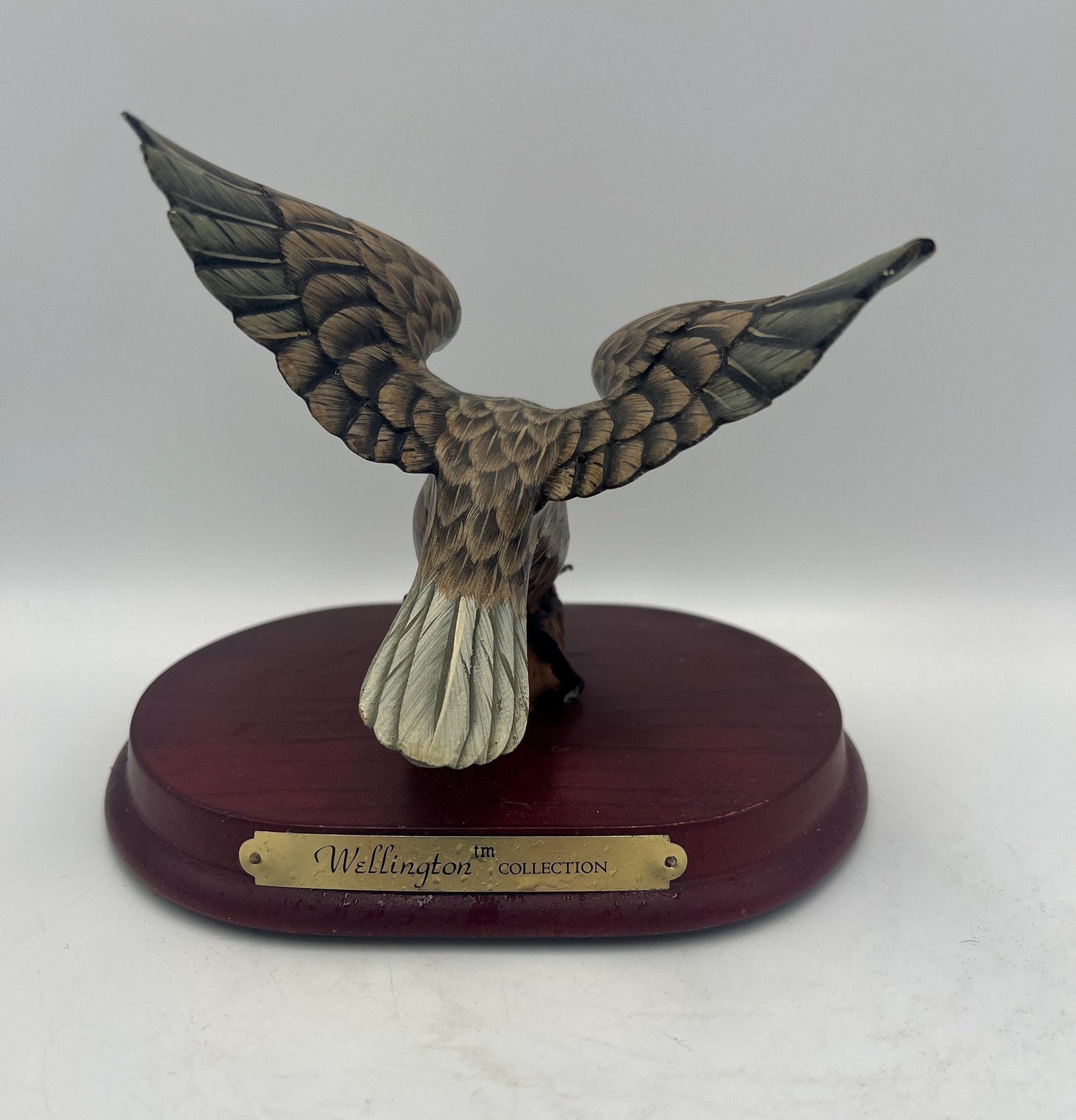 Vintage Bald Eagle Statue - Rustic Wooden Display Base