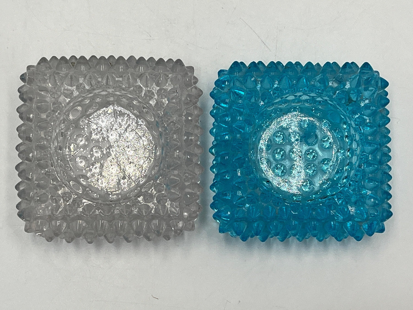 Votive Candle Holders: Fenton Hobnail Glass - Blue and Clear Set