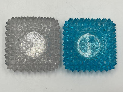 Votive Candle Holders: Fenton Hobnail Glass - Blue and Clear Set