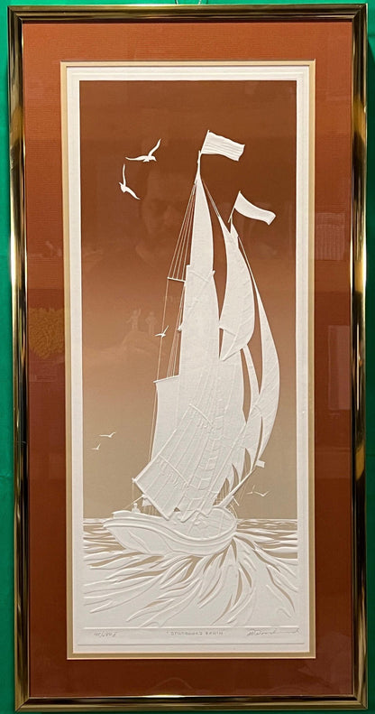 Pencil Signed and Numbered Warren Woodward Embossed Serigraph, "Starboard Reach"