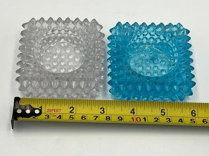 Votive Candle Holders: Fenton Hobnail Glass - Blue and Clear Set