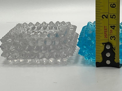 Votive Candle Holders: Fenton Hobnail Glass - Blue and Clear Set