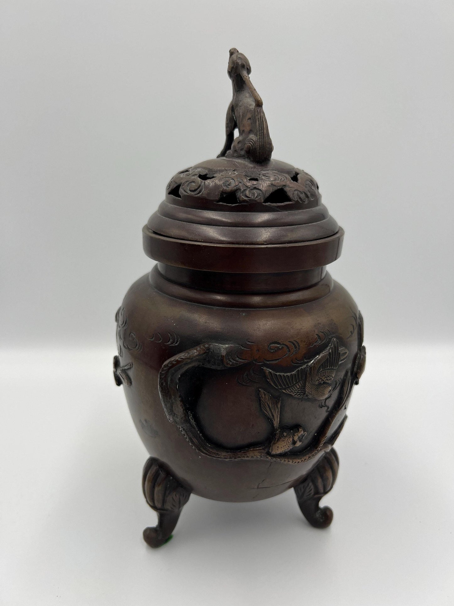 Chinese bronze 3-footed censer / incense burner