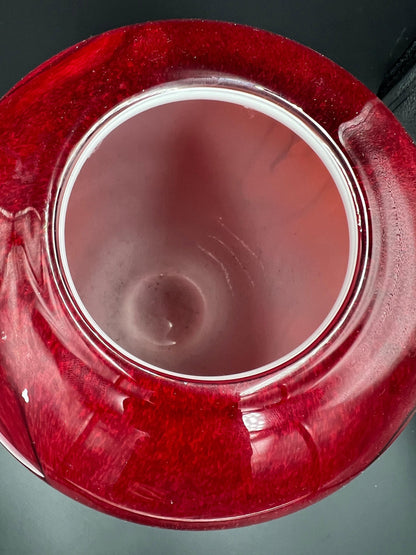 Artistic Red Glass Vase with Black Swirls (10" Tall)