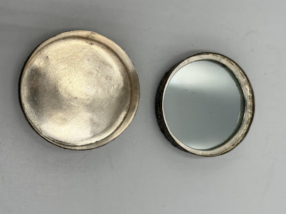 Porcelain Jewelry Box: Vintage Silver Wash with Hand Painted Figures (Small)