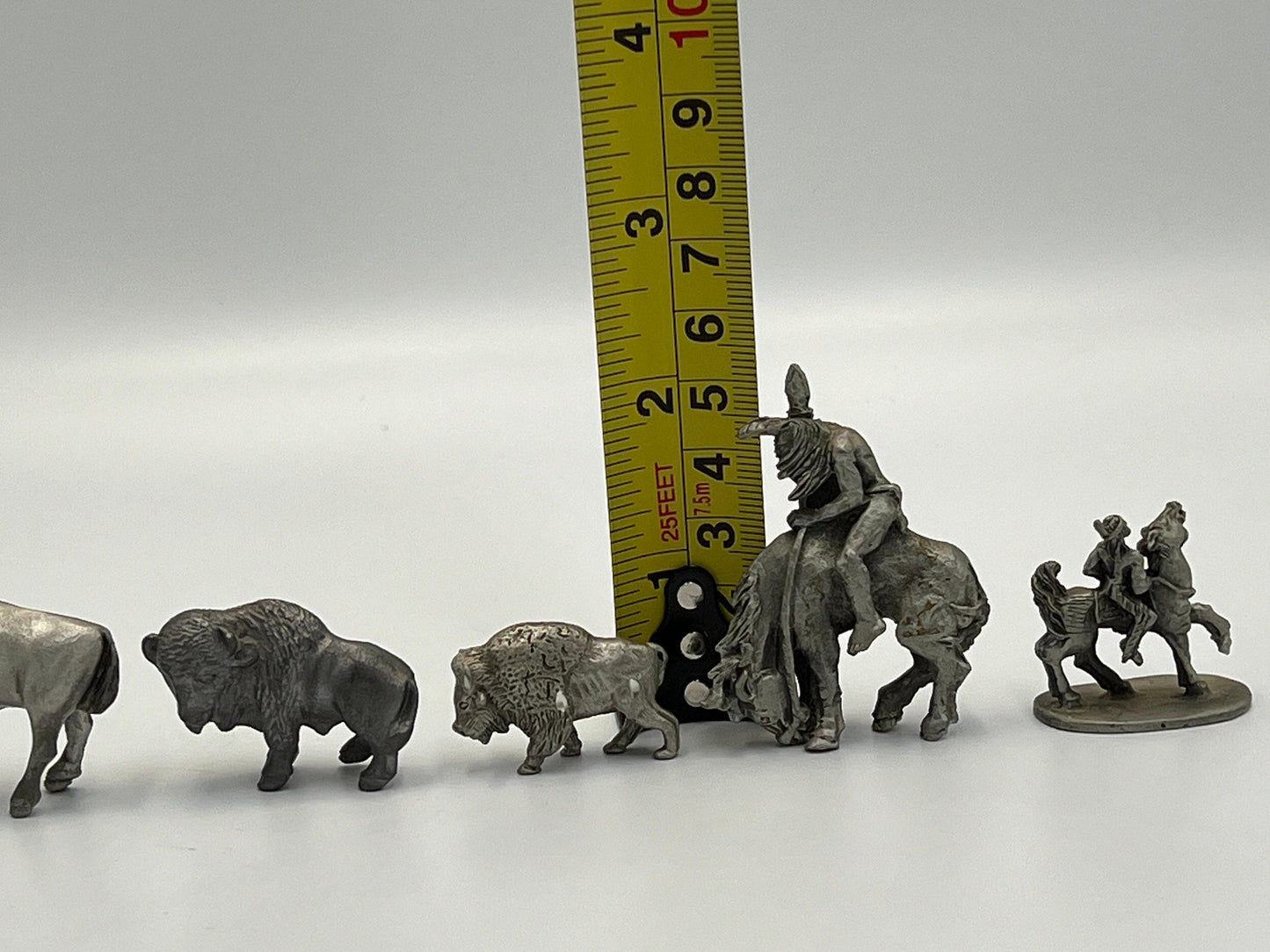 Western Pewter Figurines, Buffalo and Soldier, End of the Trail (Vintage Art)
