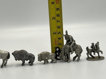 Western Pewter Figurines, Buffalo and Soldier, End of the Trail (Vintage Art)