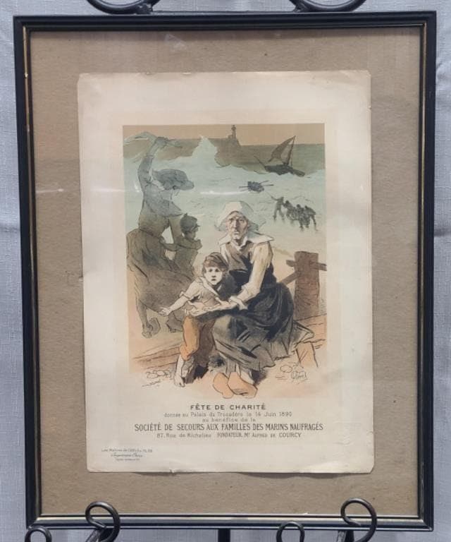 Jules Cheret Lithograph Print: 1897 Fete de Charite, Embossed Seal
