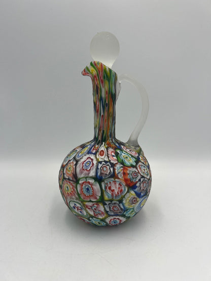 Vintage Murano Millefiori Cruet: Hand Blown Italian Art Glass
