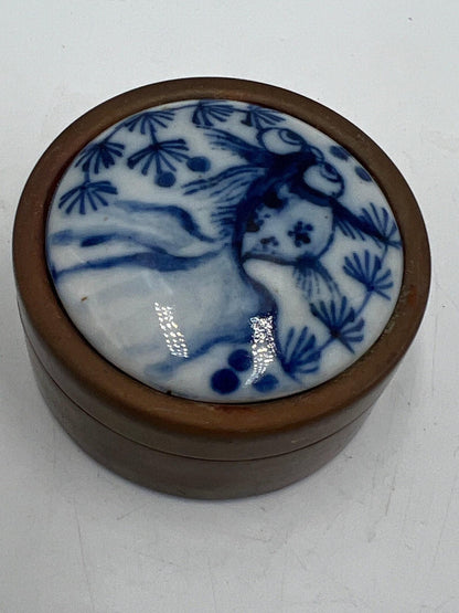 Vintage Brass Jewelry Box, Asian Fish Design (Small Trinket Holder)