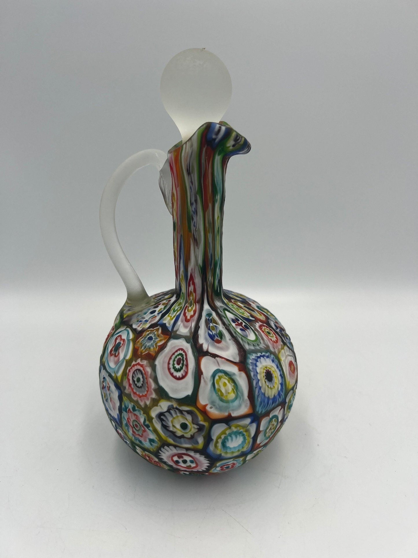 Vintage Murano Millefiori Cruet: Hand Blown Italian Art Glass