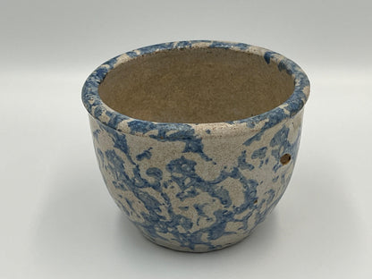 Primitive Salt Glazed Pot, Blue and White Rustic Style (3" Small Size)