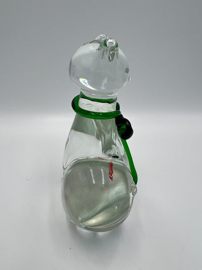 Murano Style Glass Cat Figurine - Whimsical Fish Design