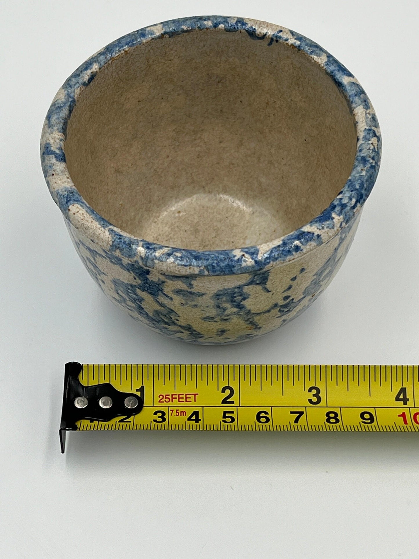 Primitive Salt Glazed Pot, Blue and White Rustic Style (3" Small Size)