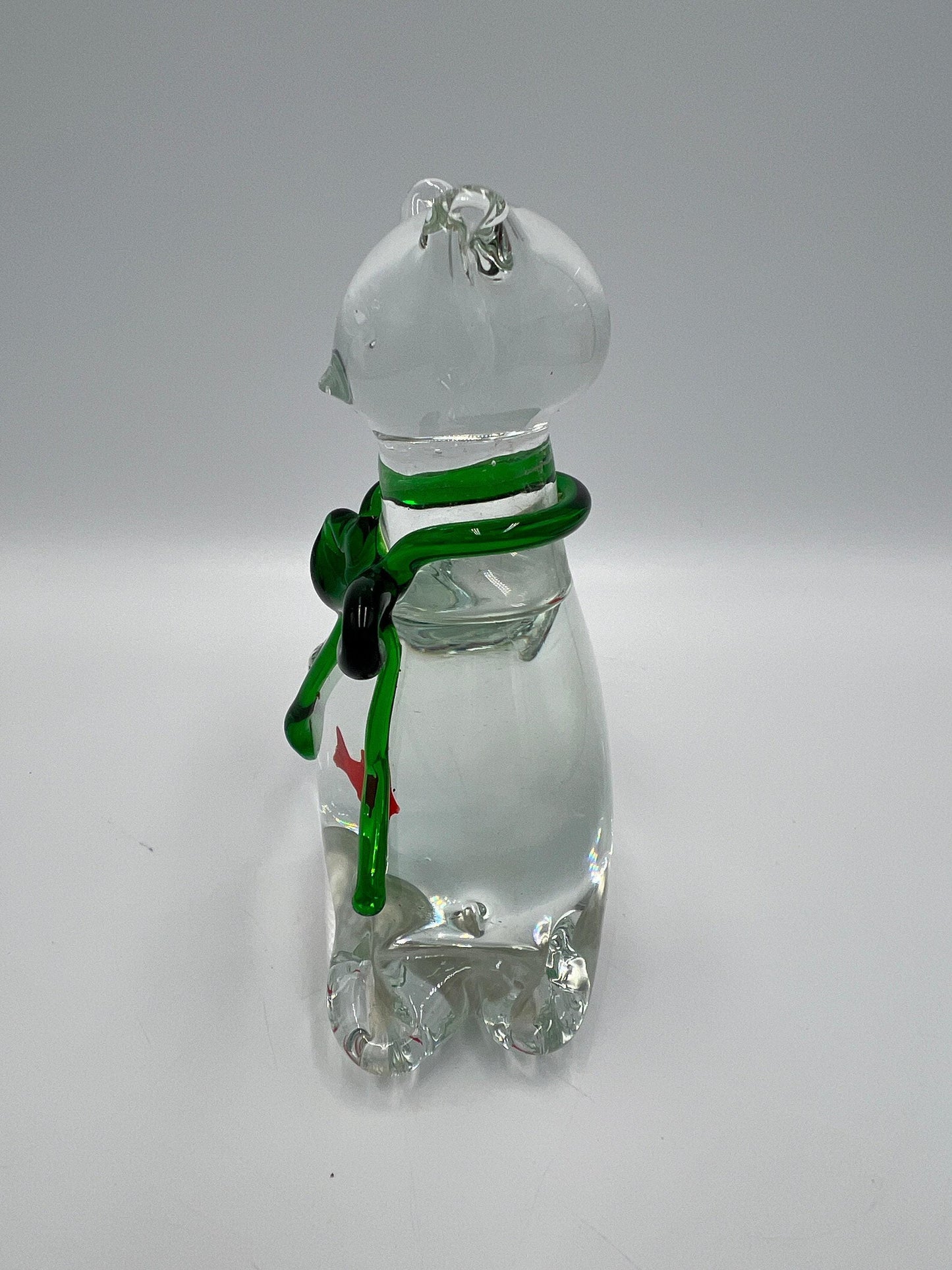 Murano Style Glass Cat Figurine - Whimsical Fish Design