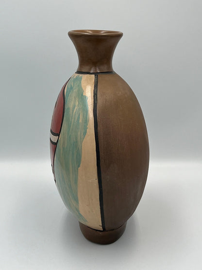 Abstract Face Vase: Peruvian Chulucanas Pottery - Rustic Ceramic