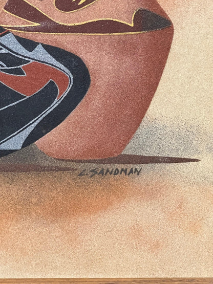 Signed L Sandman Art: Native American Acoma Wedding Vase (Ceramic)