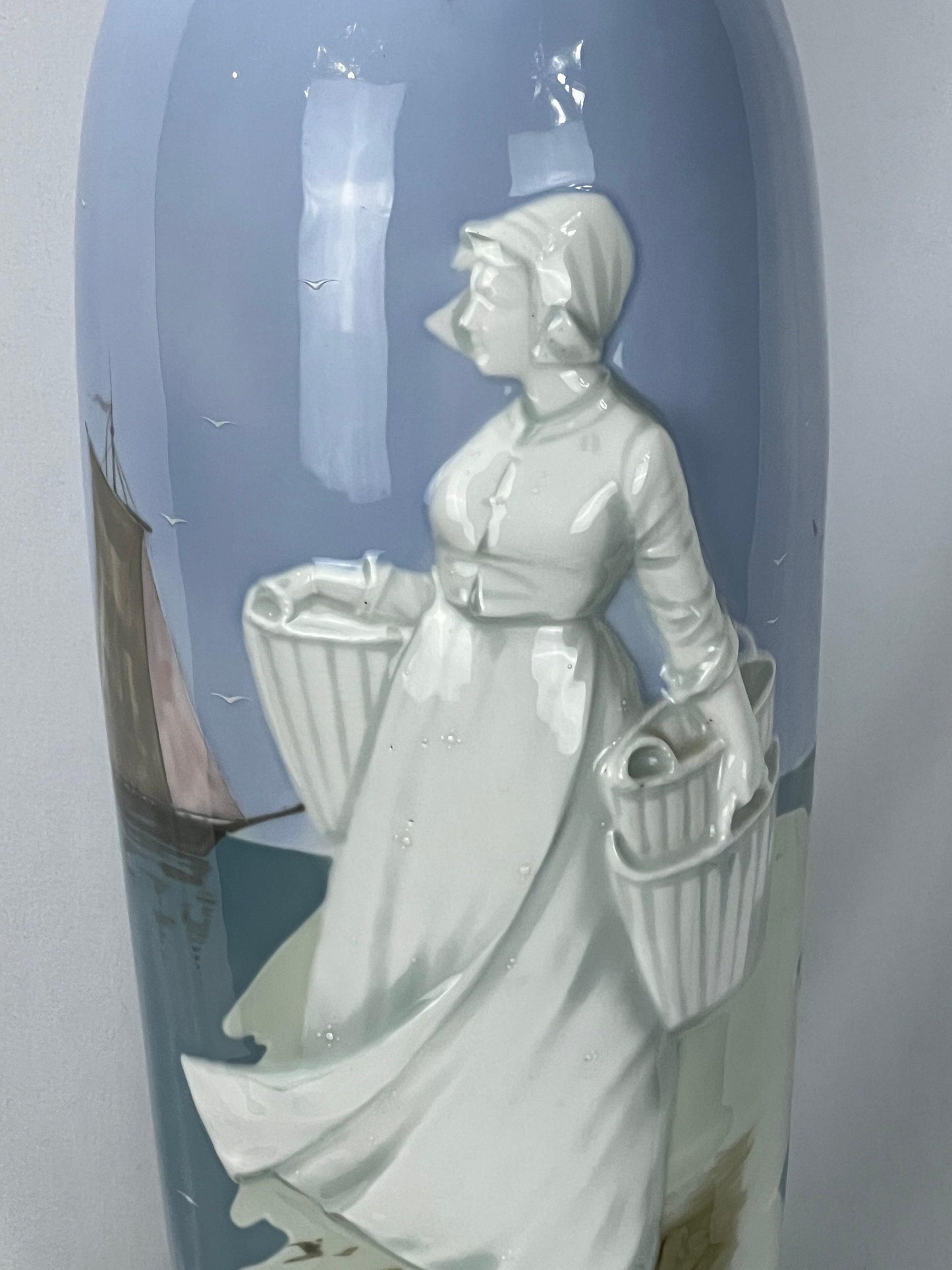 Vintage Royal Copenhagen Lamp - Hand-Painted Ocean and Ship Design