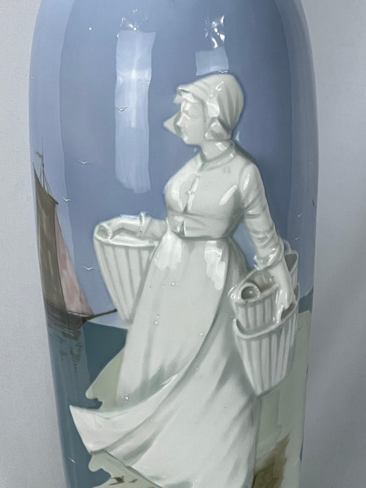 Vintage Royal Copenhagen Lamp - Hand-Painted Ocean and Ship Design