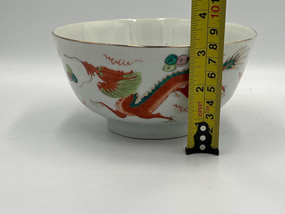 Porcelain Bowl: Vintage Dragon and Phoenix Motif - 6 Inch Diameter
