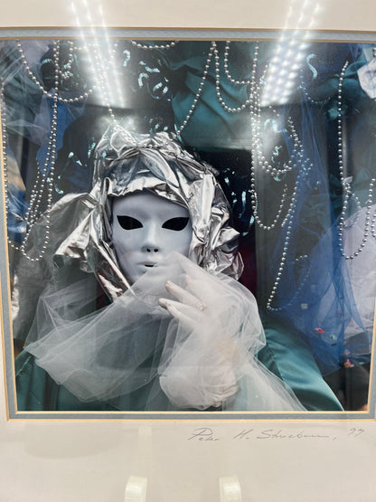 Vintage Venice Carnival Photo - Framed 1997 Wall Art